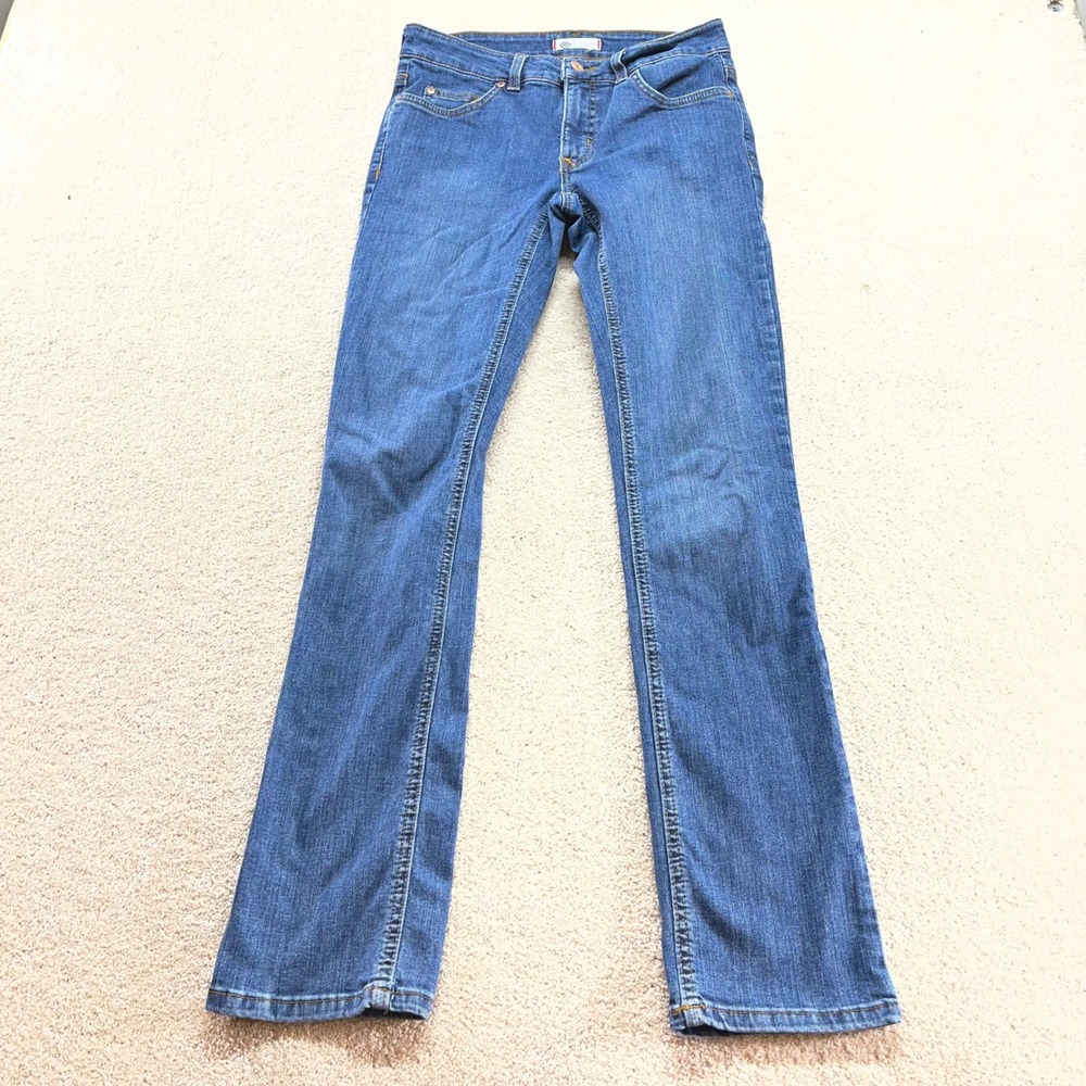 Dickies Straight Leg Jeans Women Size 0 RG‎ Blue Stretch Denim Medium Wash